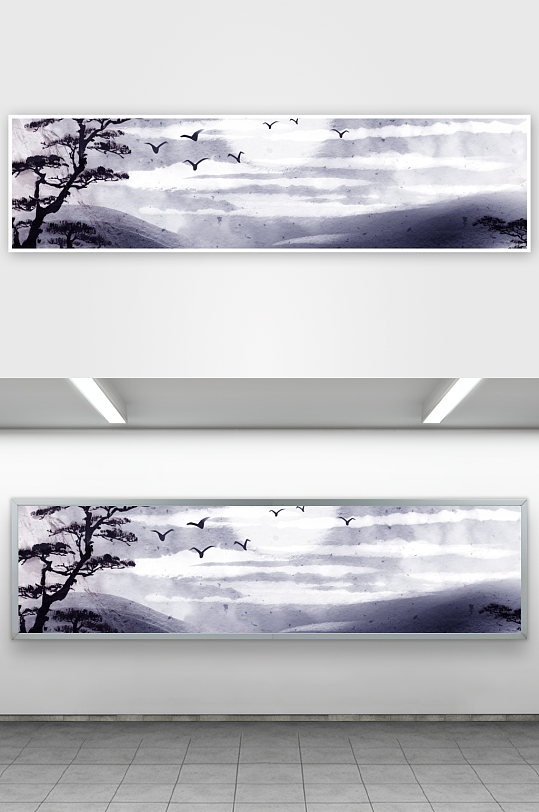 水墨山水风景画装饰画-众图网