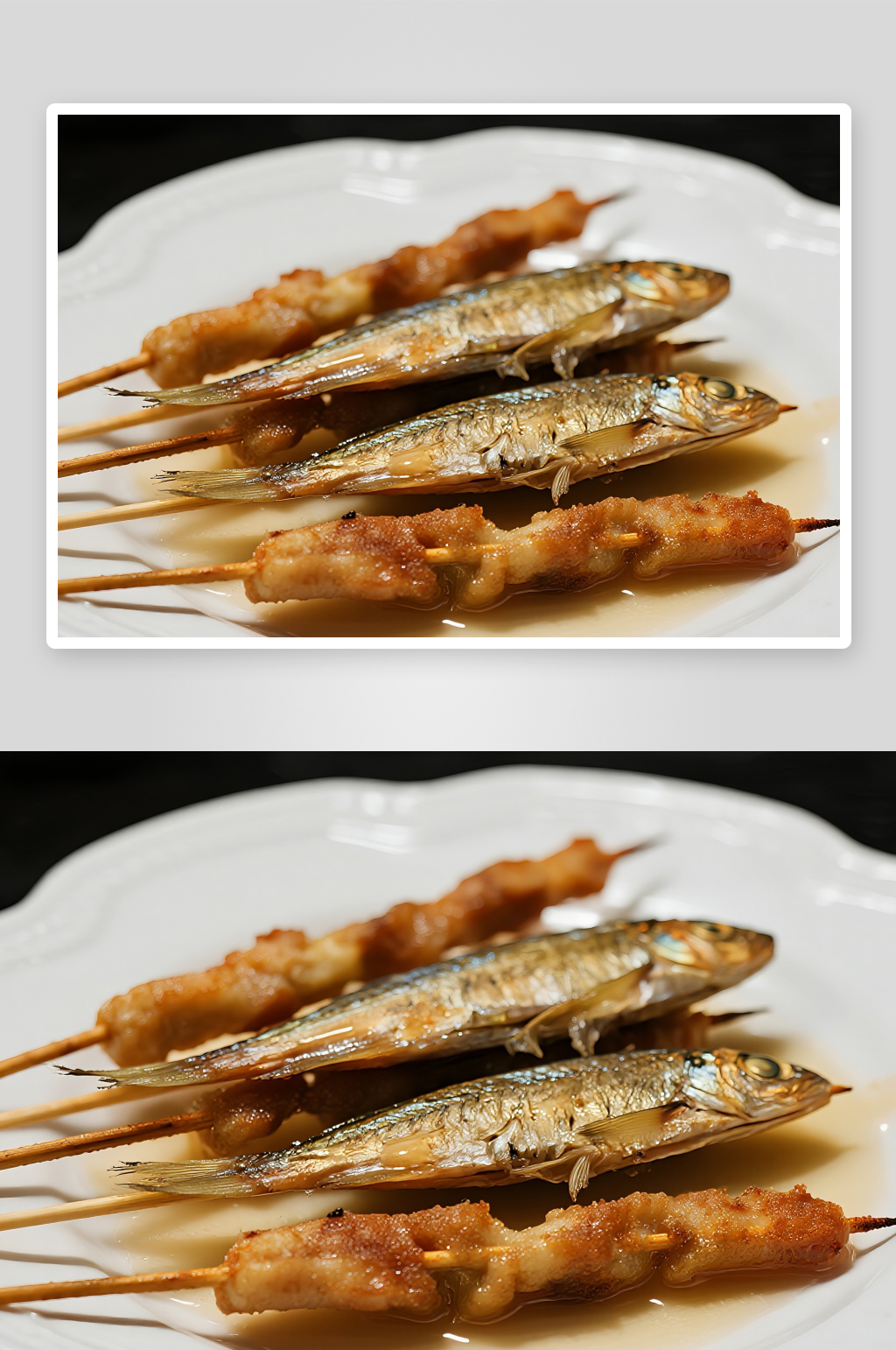 烤鱼肉串高清图片素材