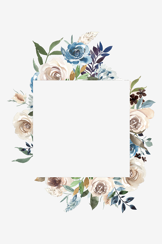 水彩植物树叶花卉免抠素材-众图网