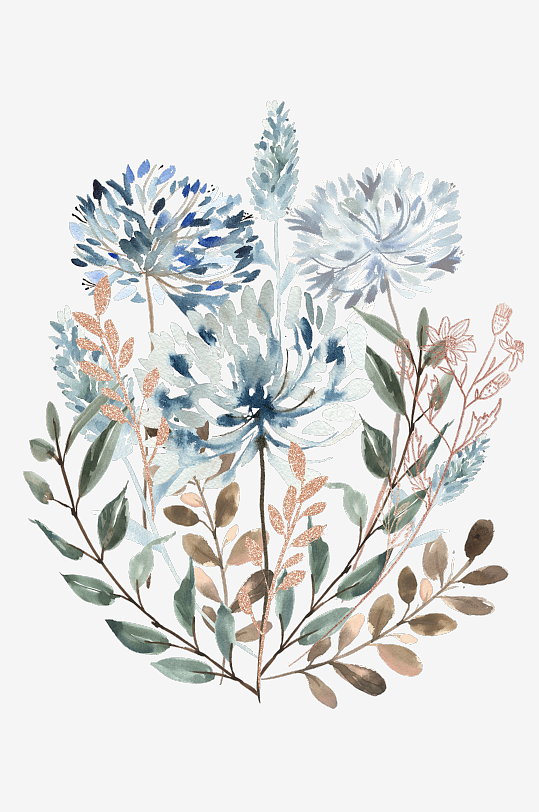 水彩植物花卉免抠图-众图网