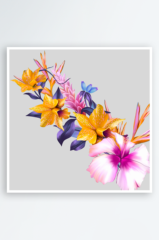 唯美水彩花卉免抠素材-众图网