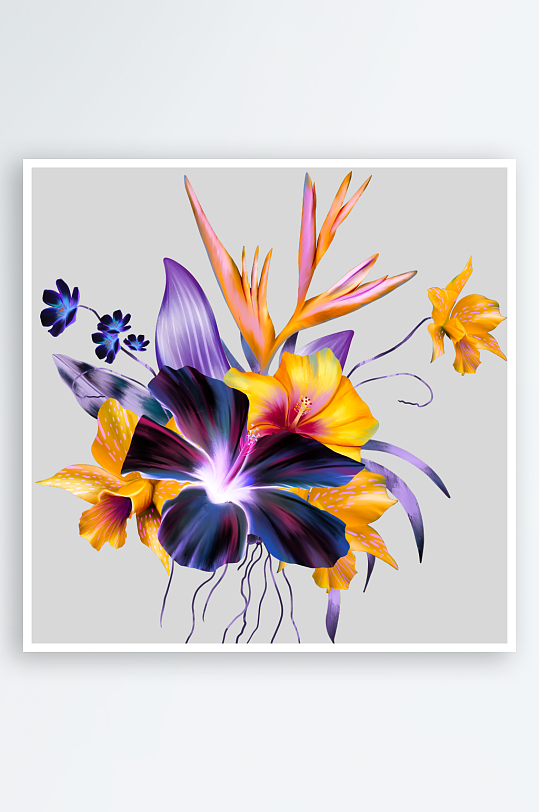 唯美水彩花卉免抠素材-众图网