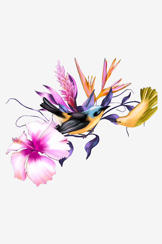 唯美水彩花卉免抠素材-众图网