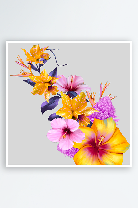 唯美水彩花卉免抠图-众图网