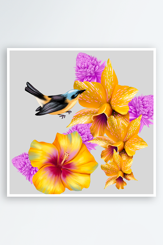 唯美水彩花卉免抠图-众图网