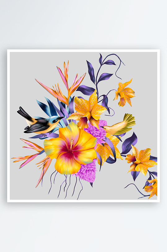 唯美水彩花卉免抠图-众图网