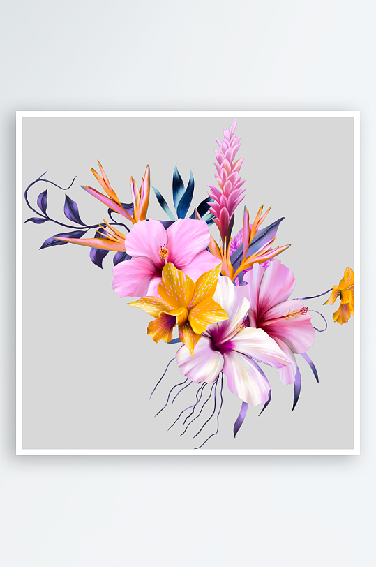 唯美水彩花卉免抠图-众图网