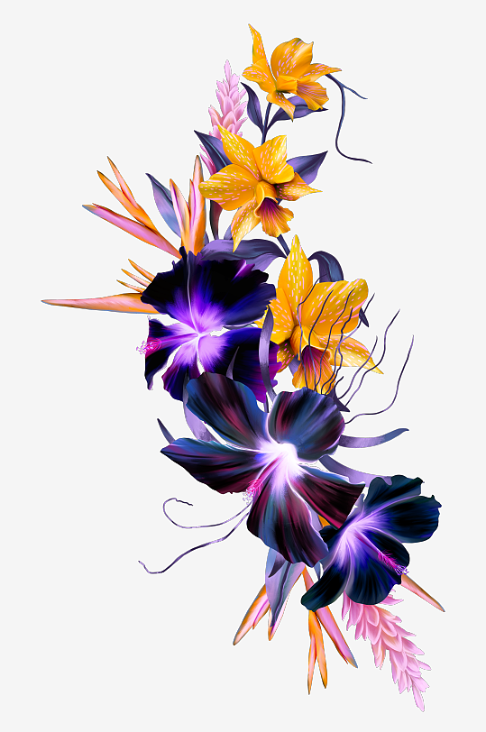 水彩花卉植物免抠素材-众图网