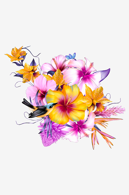 水彩花卉植物免抠素材-众图网