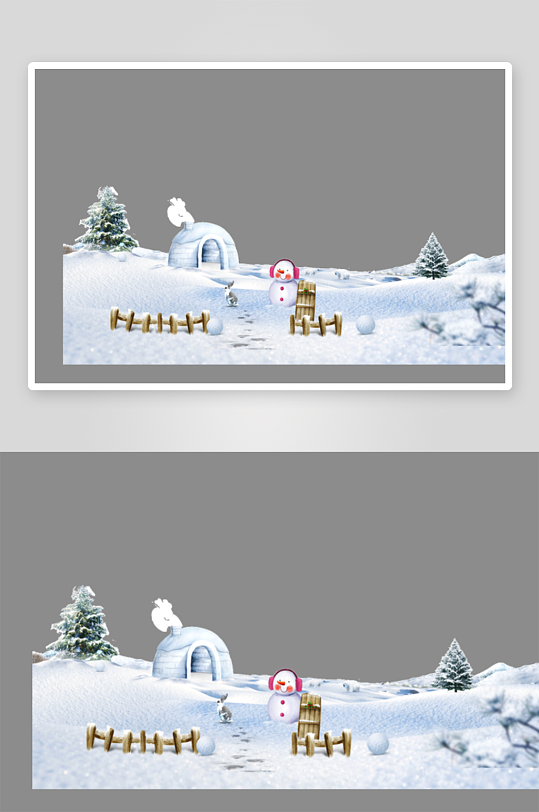 冬季雪地雪景免抠图-众图网