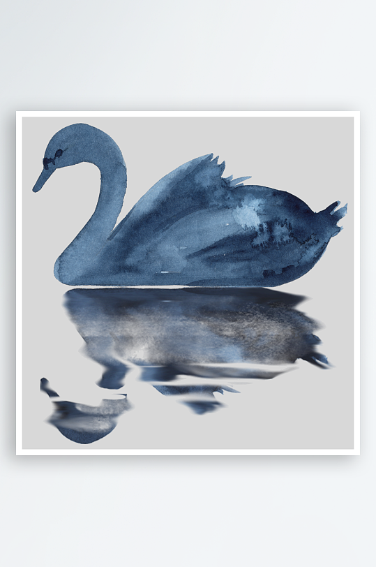 水彩手绘天鹅免抠素材-众图网