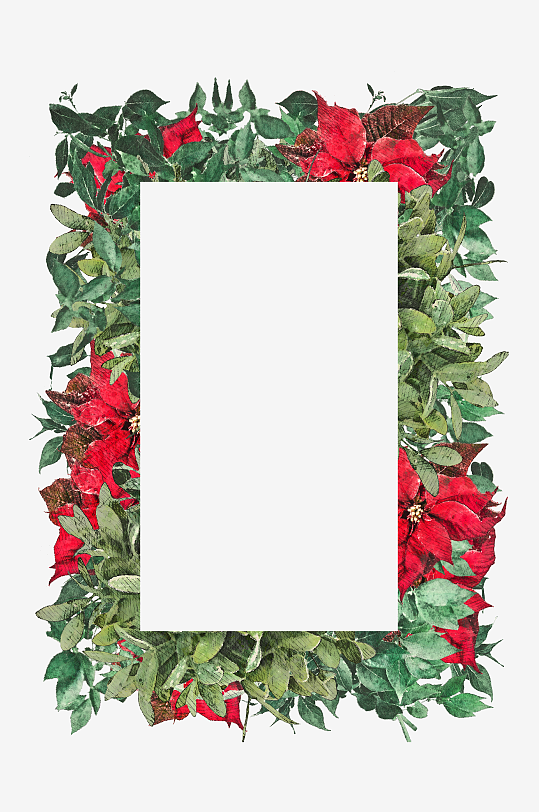 唯美水彩圣诞植物树叶免抠素材-众图网