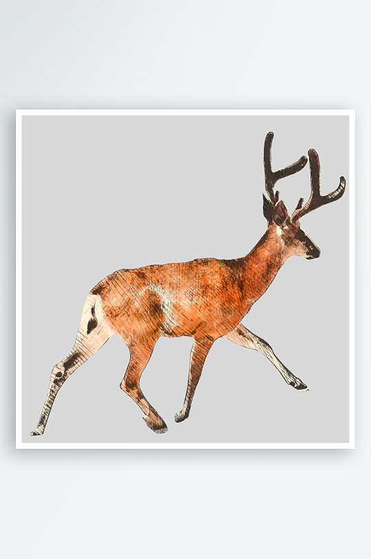 唯美水彩麋鹿免抠素材-众图网