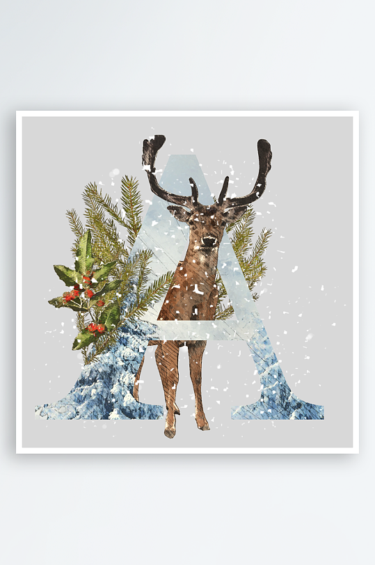 唯美水彩动物树枝免抠图-众图网