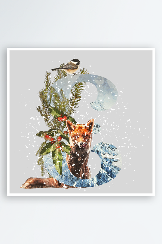 唯美水彩动物树枝免抠图-众图网