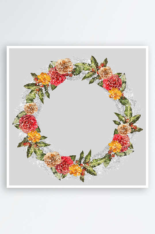 圣诞花圈元素素材-众图网