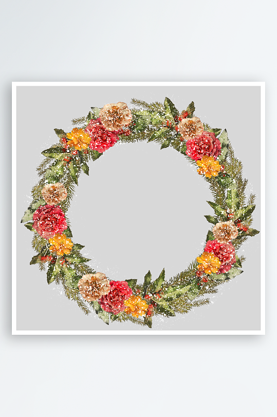 圣诞花圈免抠素材-众图网