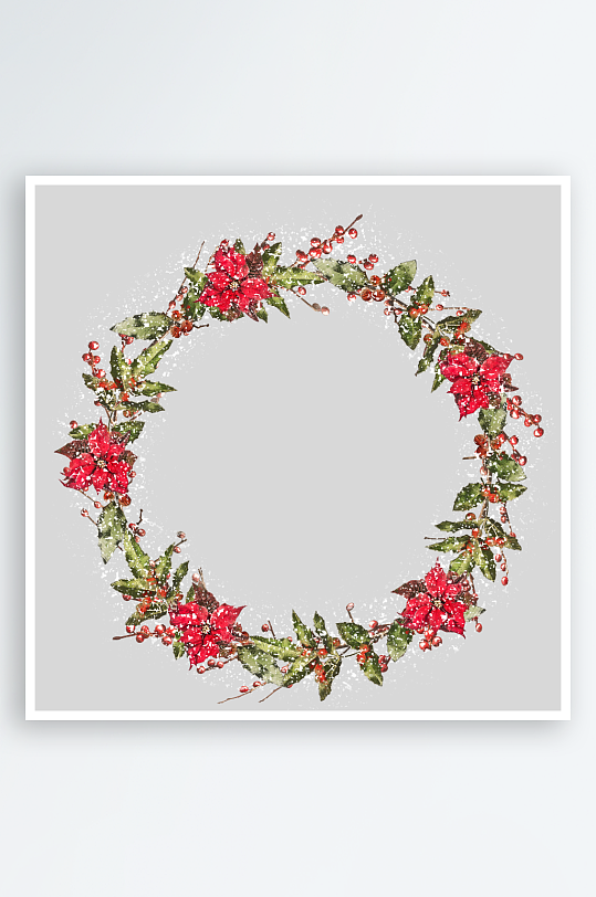圣诞花圈免抠素材-众图网