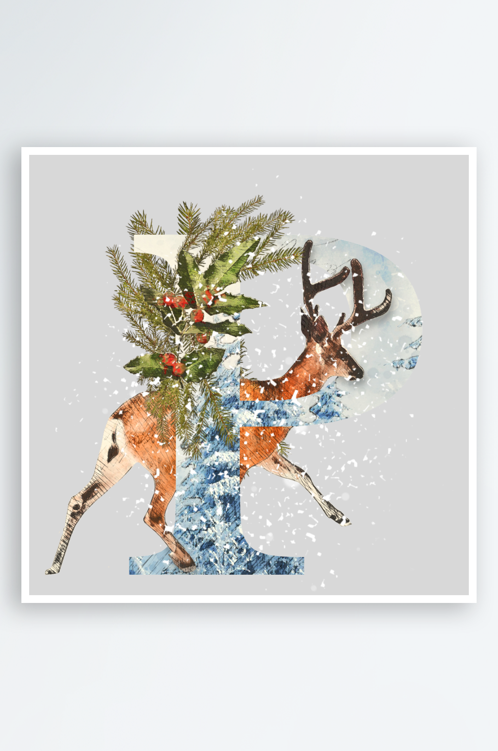 圣诞动物英文字母免抠png素材素材