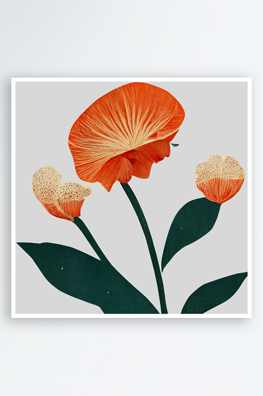 复古手绘植物花卉素材-众图网