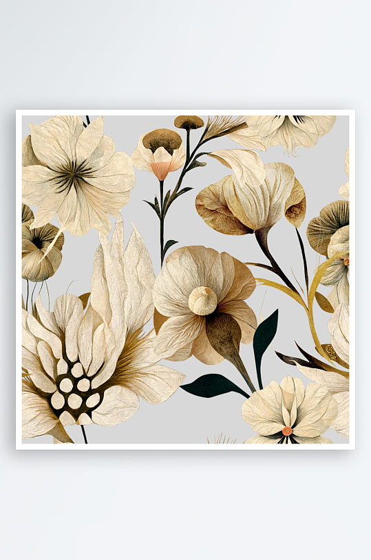 复古手绘植物花卉-众图网