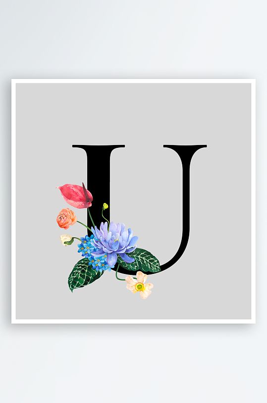 复古手绘植物花卉-众图网