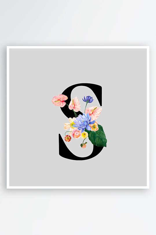 复古手绘植物花卉-众图网