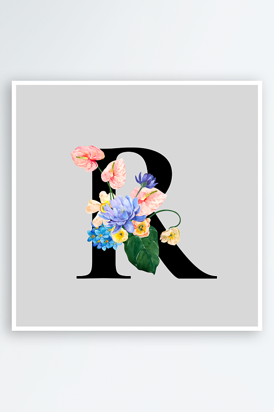 复古手绘植物花卉-众图网