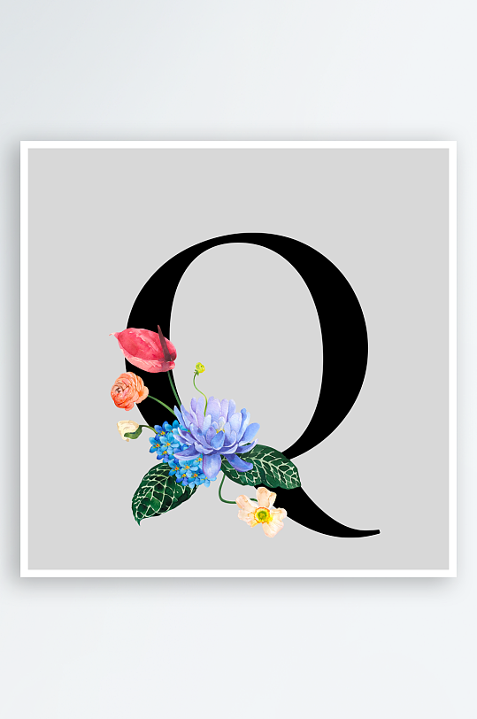 复古手绘植物花卉-众图网