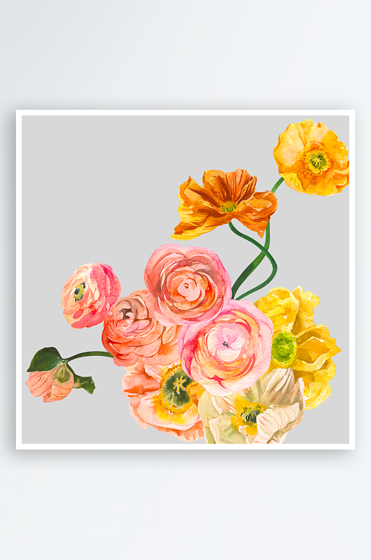 手绘植物花卉png图片-众图网