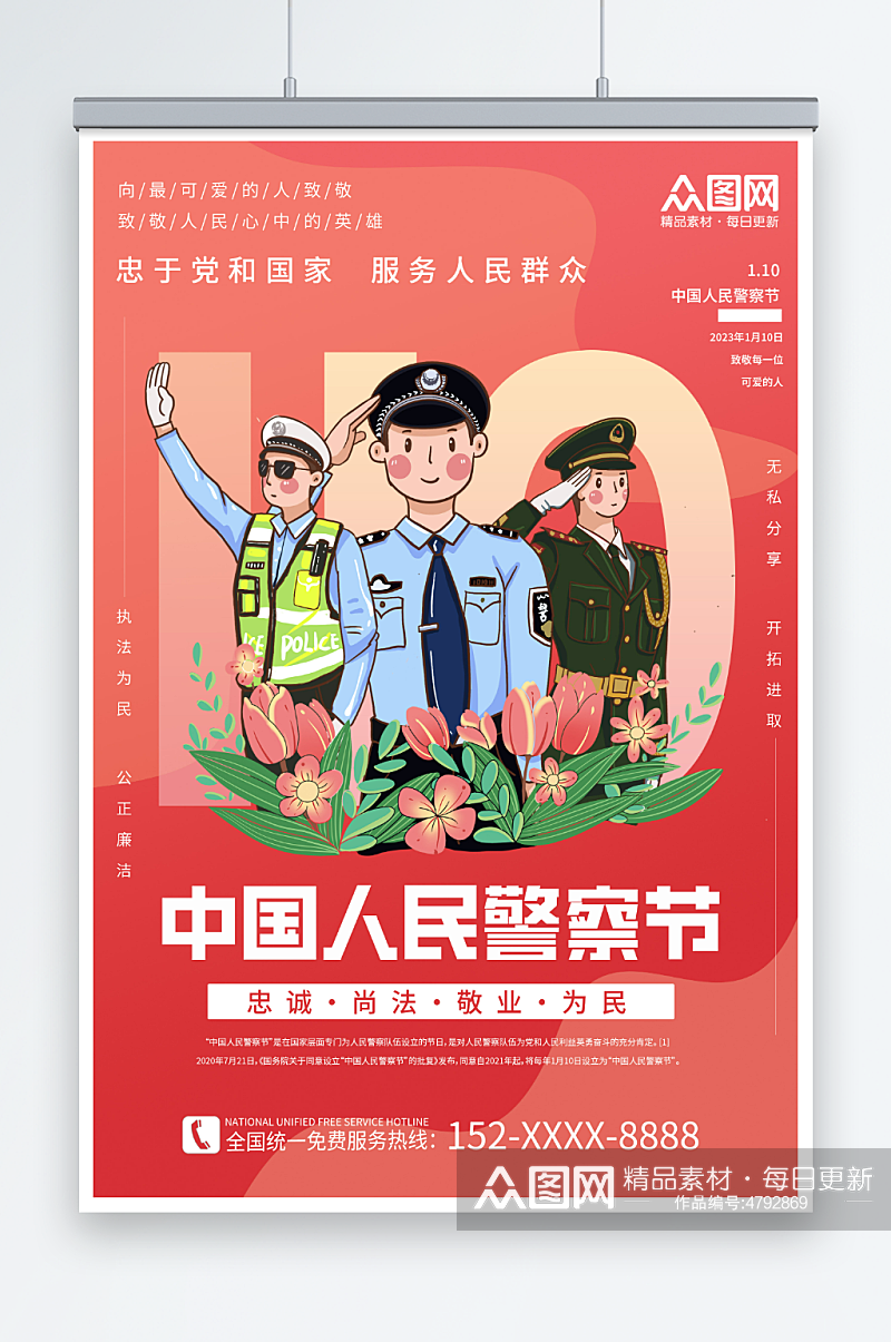 110中国人民警察节海报素材