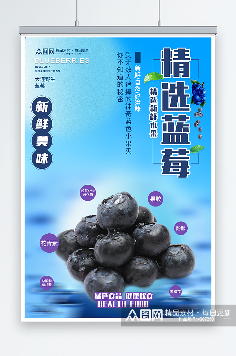 炫彩蓝莓水果店图片海报素材