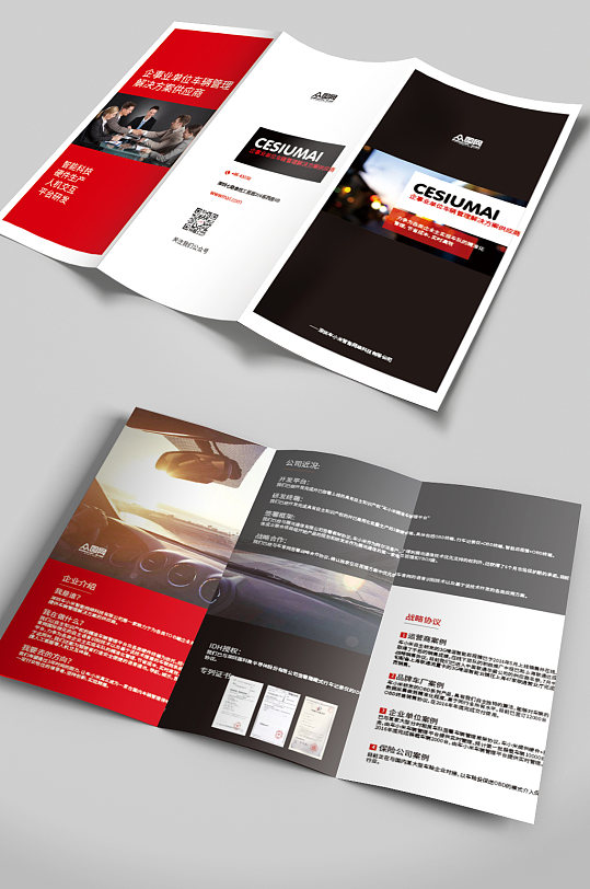 企业公司宣传红色三折页