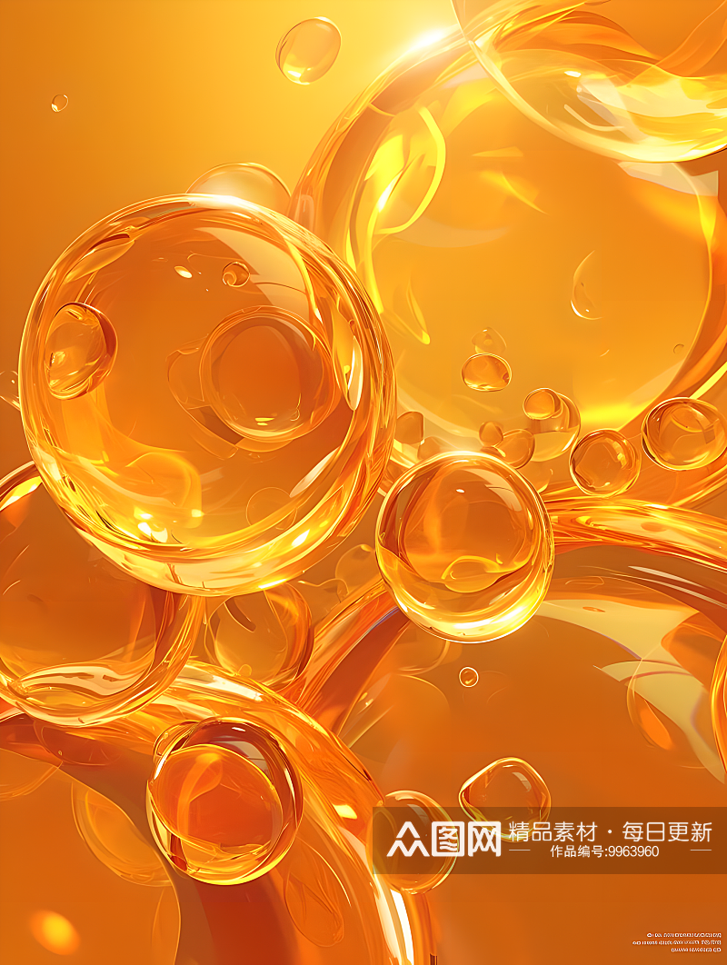 透明分子精华透明的油泡拉丝背景精致材料素材