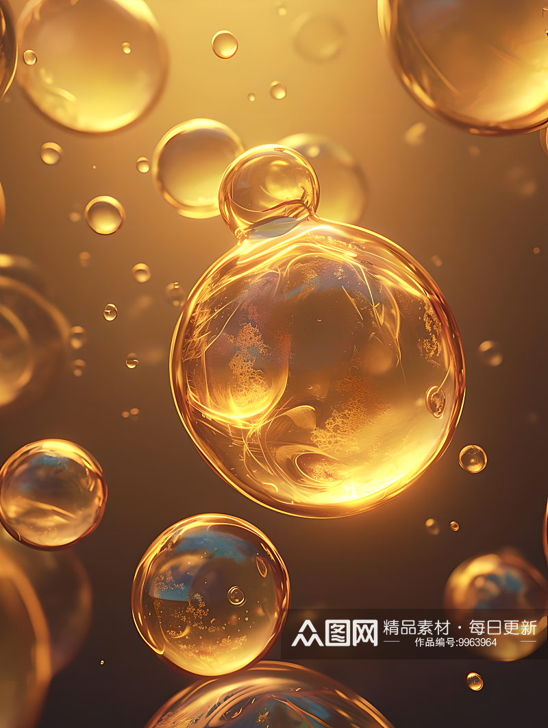 透明分子精华透明的油泡拉丝背景精致材料素材