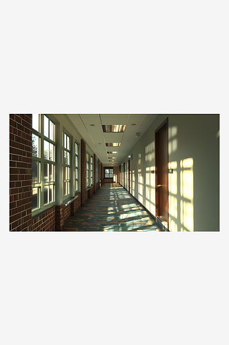 现代化的校园走廊显得高雅
