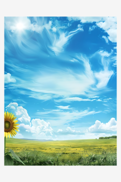春天的主题广袤蓝天下的向日葵