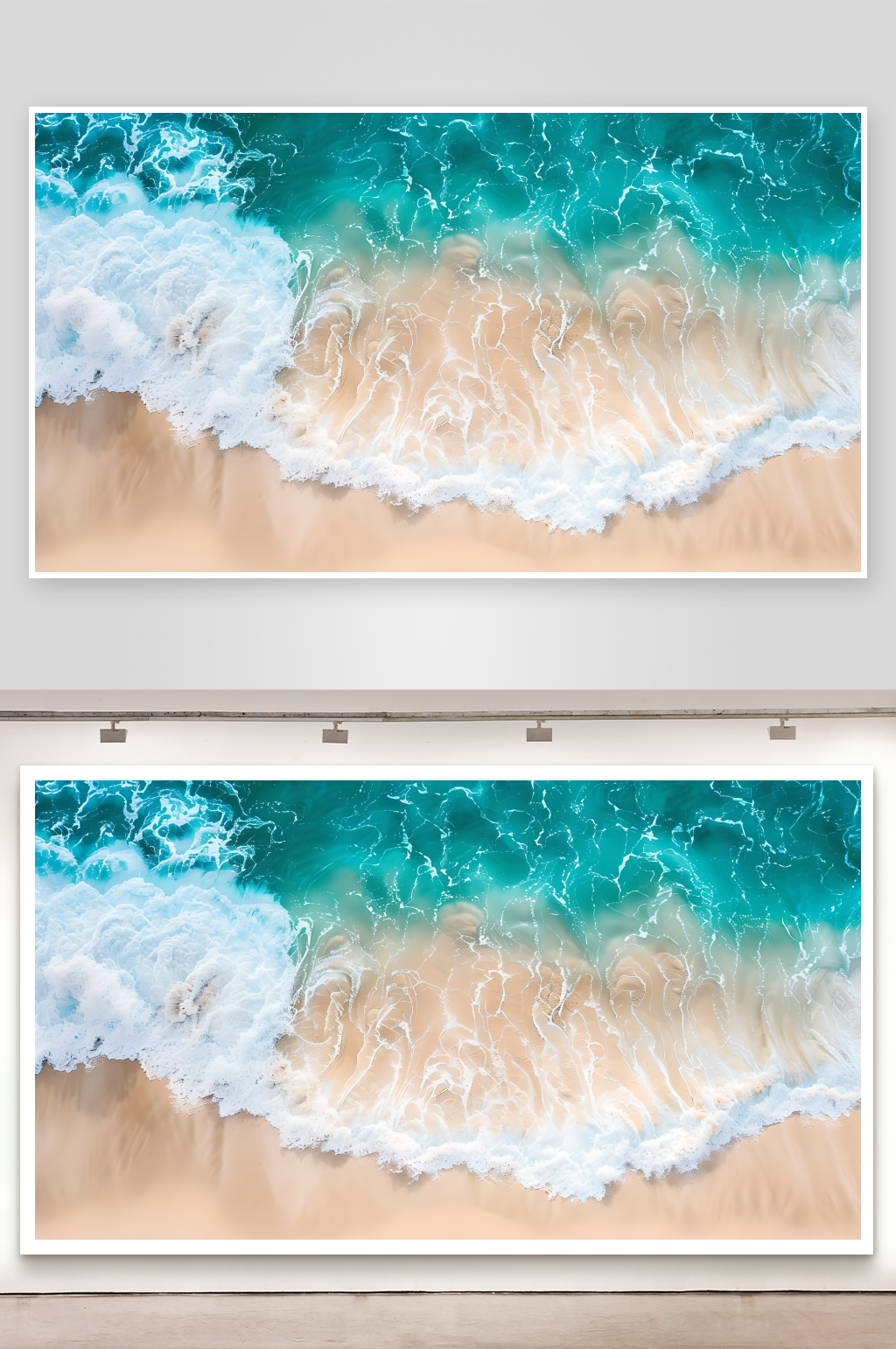 碧绿海浪拍打沙滩素材