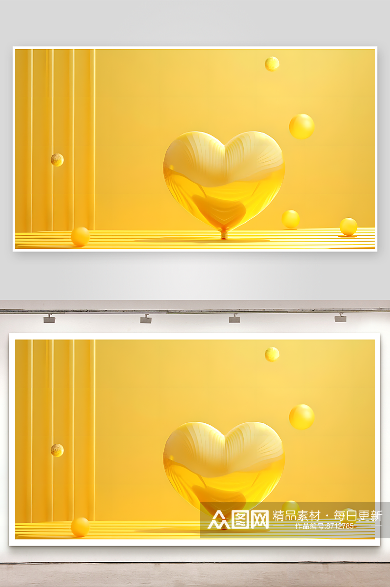 黄色可爱3D气球RPG游戏背景渲染产品展素材