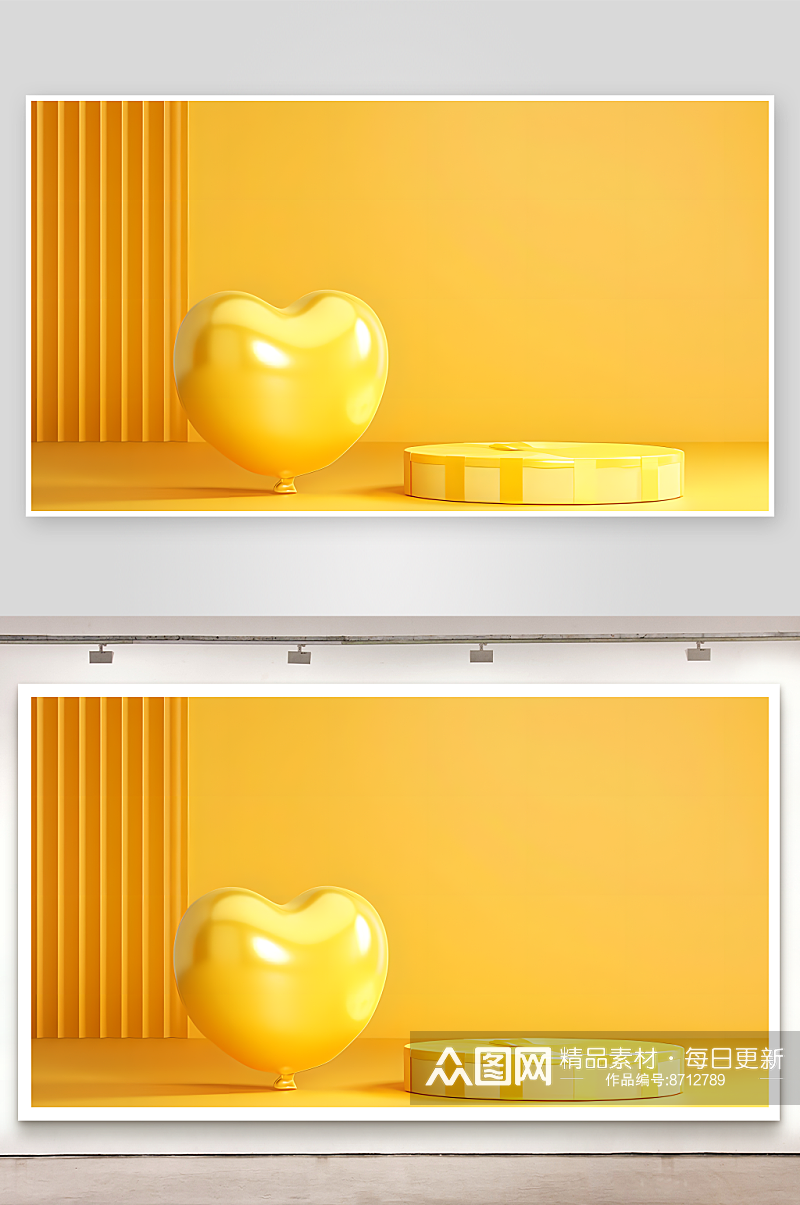 黄色可爱3D气球RPG游戏背景渲染产品展素材
