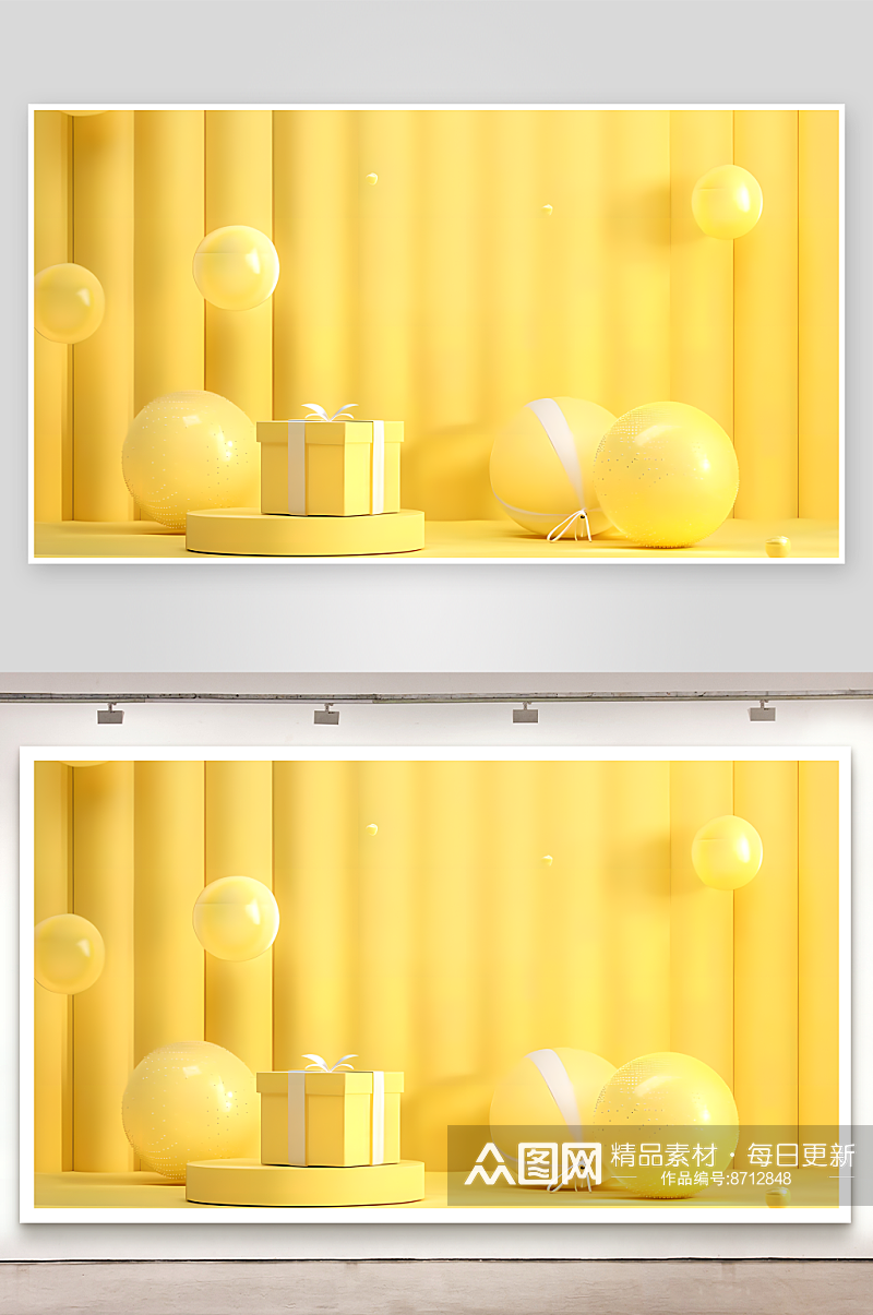黄色3D气球RPG游戏背景渲染产品展素材
