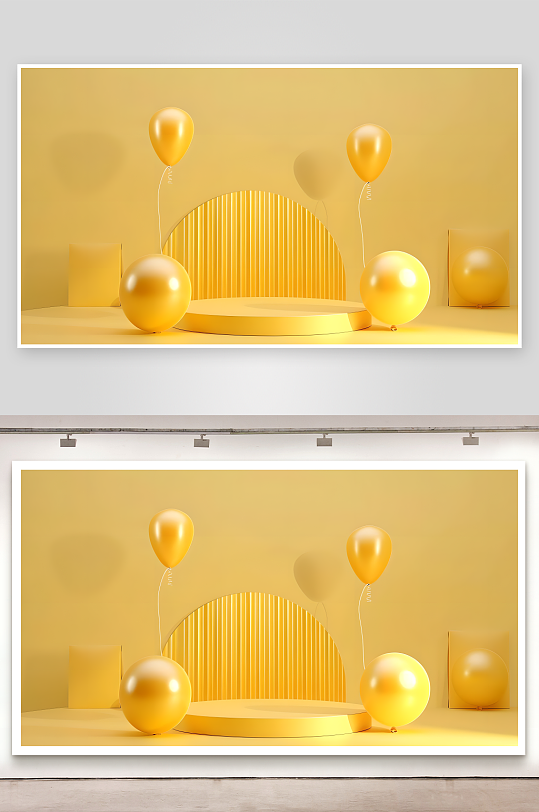 黄色3D气球RPG游戏背景渲染产品展