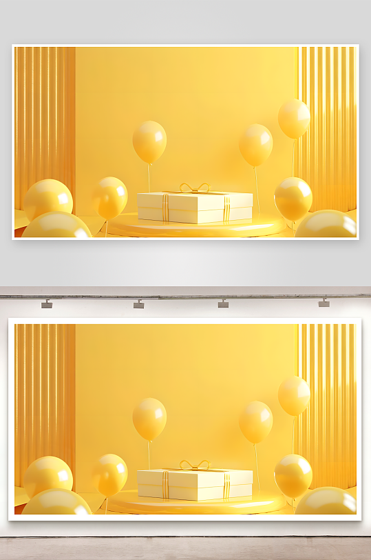 黄色可爱的D气球RPG游戏背景渲染产品展