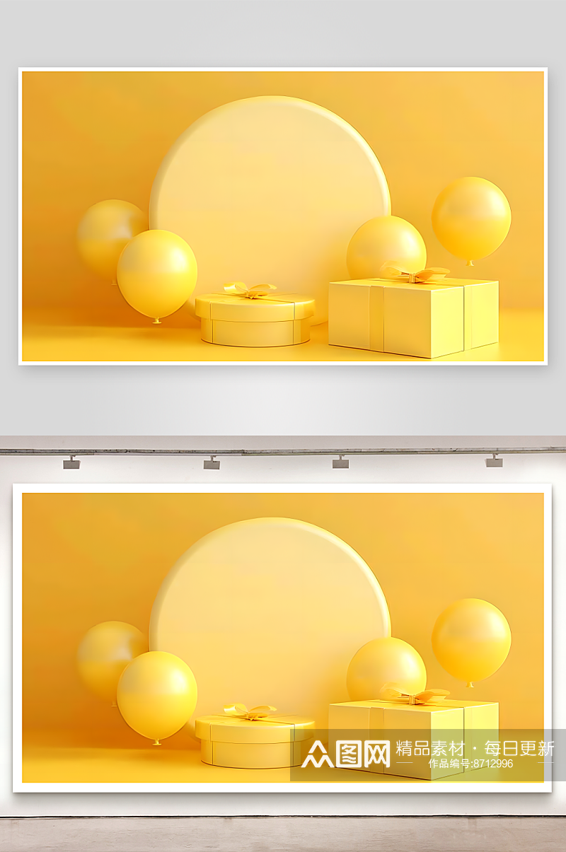 黄色可爱的D气球RPG游戏背景渲染产品展素材