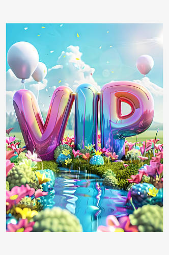 画面中有一枚3D文字“VIP”