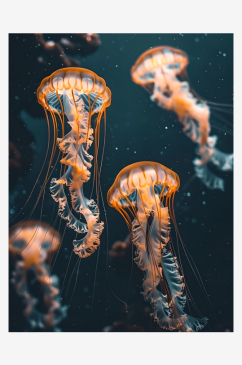 水母在清澈的海水中悠然漂浮