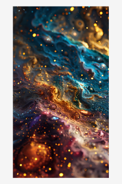 星系色彩斑斓的幻想写实风格点彩艺术作品