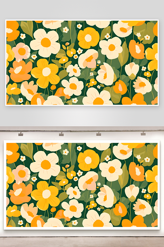 家纺图案画面是一种花朵图案的重复排列