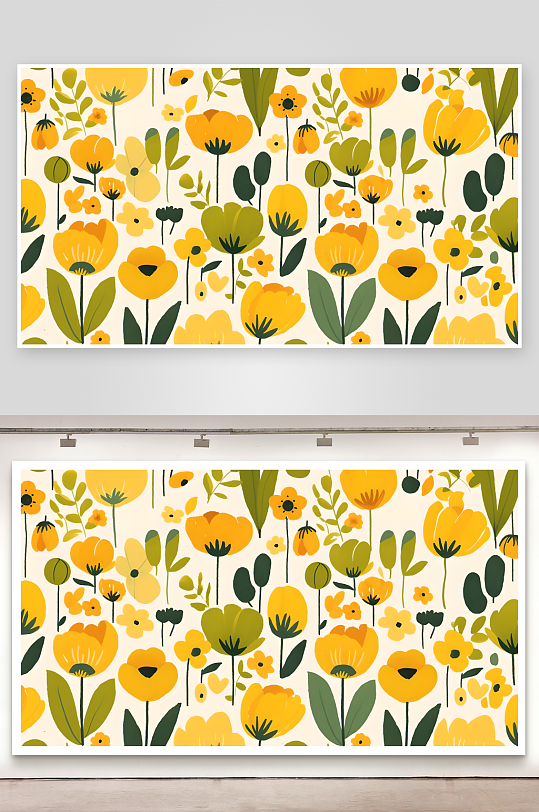 家纺图案画面是一种花朵图案的重复排列