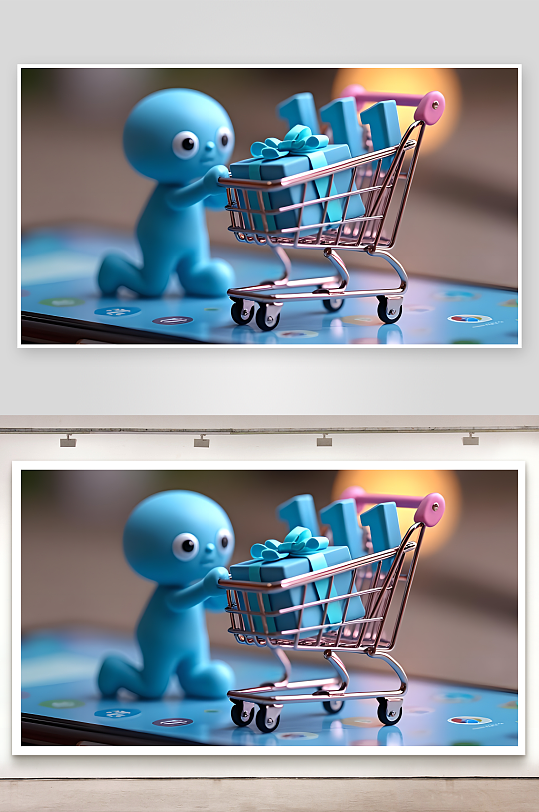 雙113D渲染數(shù)字與禮品盒的電商展展臺(tái)